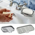 thumbnail image 1 of Soap Dish with Drainage under $5! Yrmaups Drillable Soap Box with Drainage, Silicone Soap Holder for Bathroom, Guided Soap Tray for Sink, Household Soap Dish, Keeps Soap Dry, 1 of 5