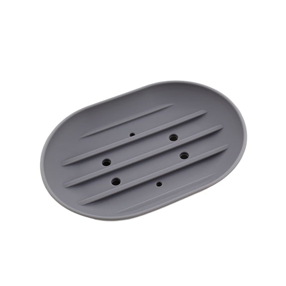 Soap Dish with Drainage Holes, Elliptical Silicone Soap Holder, Non Slide Base, Raised Ridges, Easy Clean Hygienic Design for Bathroom Shower Kitchen Travel Home Use
