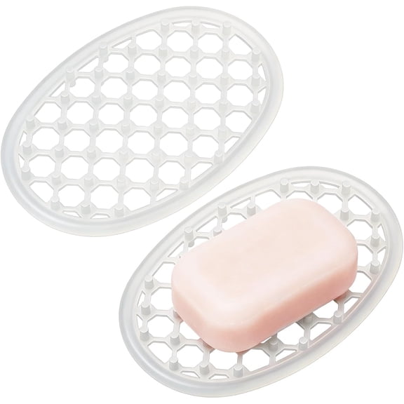 Soap Dish with Drainage Holes,Plastic Soap Holder,Transparent Bar Holder Tray, Self Draining Soaps Saver for Shower,Anti-Slip Soaps Container for Bathroom,Shower,Kitchen,4.53x3.14 inch