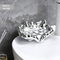 Soap Dish Drainer under $5! Cagogo Soap Dish with Drainage, Electroplated Soap Holder for Bathroom, Anti-Slip Soap Box for Shower Kitchen, No Drill Soap Tray for Sink