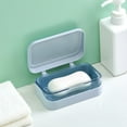 thumbnail image 1 of Soap Dish with Flip Top Lid and Double Drainage, Removable Plastic Soap Box for Bar Soap, Keeps Soap Dry Longer in Bathroom Sink Shower or Kitchen Counter, 1 of 6