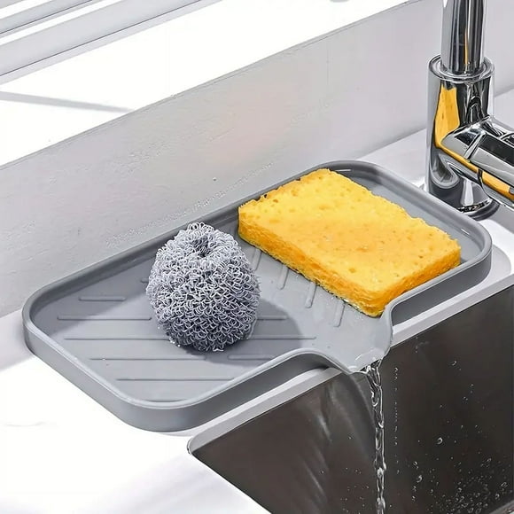 VATENICK Silicone Soap Dish, Soap Holder with Drain, Sponge Holder for Kitchen Sink, Soap Dispenser Tray, Bathroom & Kitchen Sink Organizer, Rubber Soap Dishes for Bar Soap,Soap Bottles