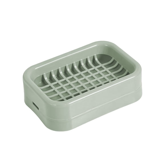 Soap Dish Holder, Draining Soap Dish with Double Layer Rack, Grid Top Soap Saver for Bathroom Sink, Shower Caddy, Kitchen Counter, Laundry Room Organizer