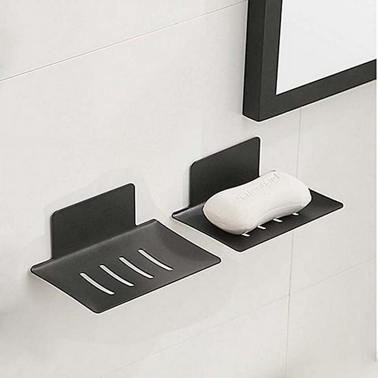 Soap Dish Shower, Black Stainless Steel Soap Tray, Self Adhesive Bar Soap  Holder with Drain, Soap Saver Drainer for Shower/Bathroom/Kitchen/Counter