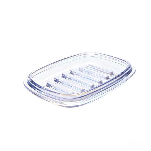 Soap Dish for Shower, Plastic Bar Soap Holder with Raised Ridges Design | Shower Soap Saver Tray for Bathroom Counter Kitchen Sink, Sponge Holder Organizer Tray, 4" x 5.2", 2 Pack