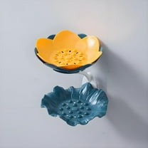 Soap Dish for Shower Self Draining XL Flexible Bar Holder for Shower, Silicone Flower Soap Saver Tray for Counter Bathtub Sink Bathroom Decor with Drainage -Mirror Surface Easy Clean (#B)