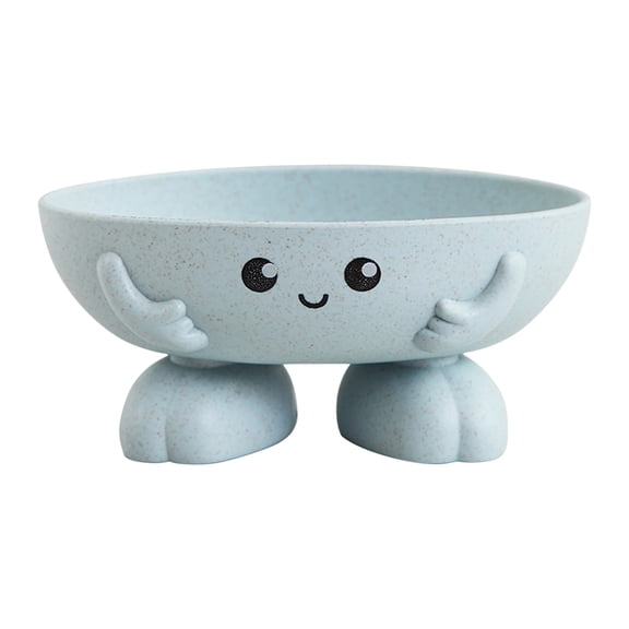 Soap Dish Soap Bar Holder Box Storage Container Saver Draining Tray Wheat Straw Material Cartoon Panda Shape for Shower Bathroom Kitchen Countertop (Blue, 5x2.3'')