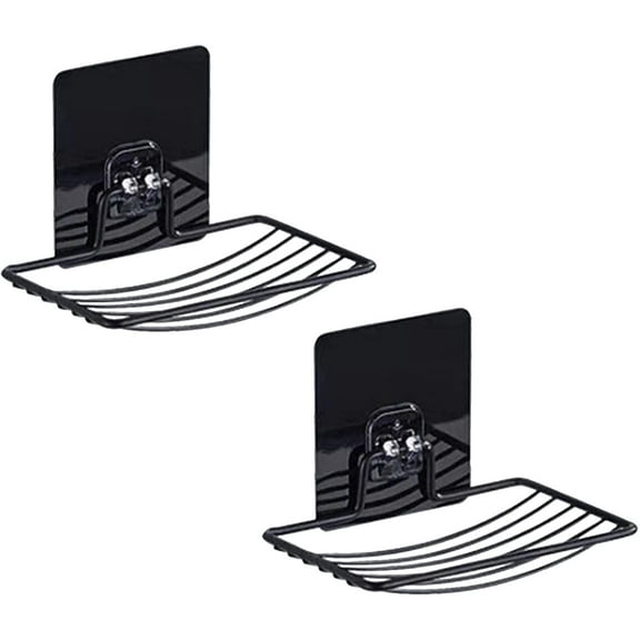 Soap Dish Stainless Steel Bar 2 Pieces , Draining Soap Holder for Shower Bathroom Tub Kitchen Sink-Black