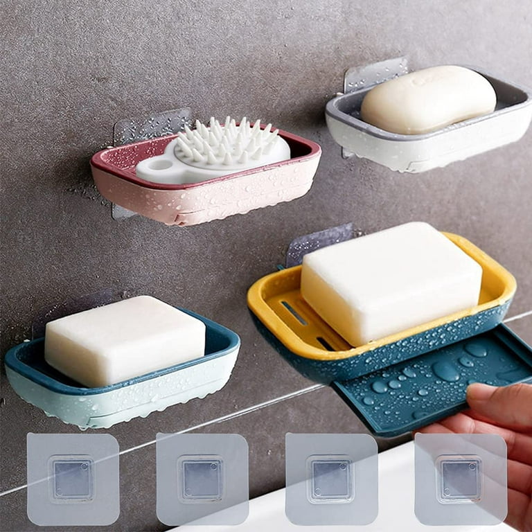 3 Piece Rubber Soap Dish No Drilling Self-draining Soap Disc For