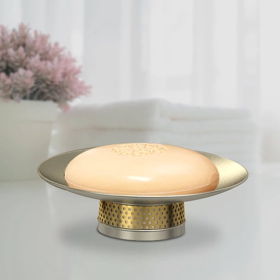 Soap Dish for Bathroom Counter,Shower & Kitchen | Pewter/Gold