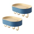 thumbnail image 1 of Soap Dish for Shower Wall 2 Pack, Plastic Bar Soap Holder Hooks, No Drillingblue, 1 of 5