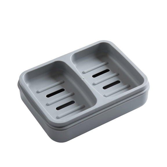 Soap Dishes Portable Travel Soap Dish Drain Grid Plastic Soap Dish,Easy Cleaning Dry Stop Soap Tray for Shower Bathroom(Grey)