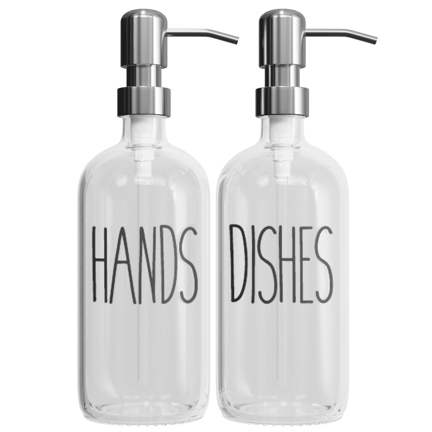 Soap Dispenser,17 Oz Clear Waterproof Label Design Thick Glass Hand Soap Dispensers with Stainless Steel Pump,9 Pcs Clear Stickers,for Kitchen or Bathroom - Walmart.com