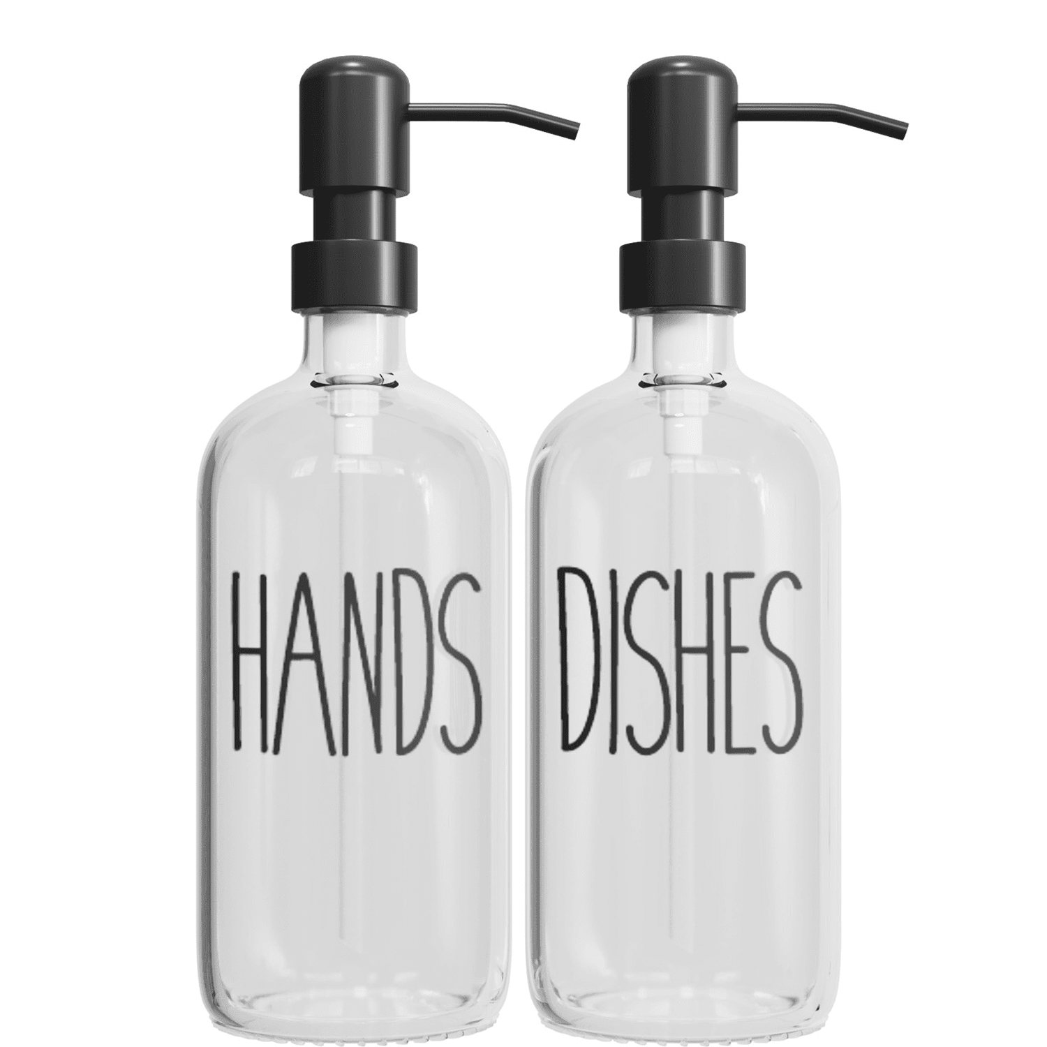 Soap Dispenser,17 Oz Clear Waterproof Label Design Thick Glass Hand Soap Dispensers with