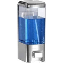 Soap Dispenser Bathroom Accessories, Wall Mounted Manual Kitchen Hand Sanitizer Dispenser with Anti-Leakage Nozzle Container for Liquid/Gel/Shampoo/Shower Gel/Lotion/Cleaner, 16.9 oz/480ml, Clear