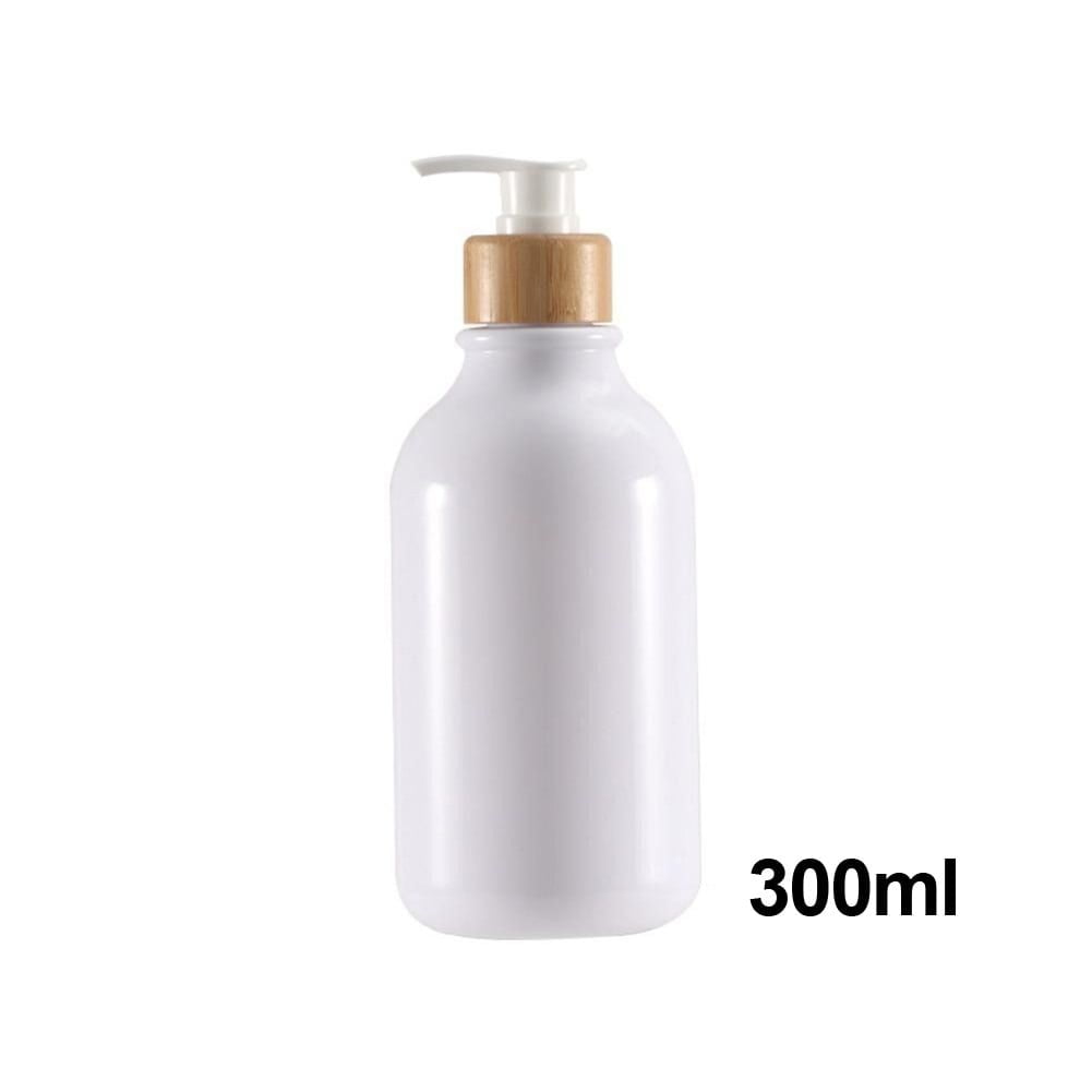 Soap Dispenser, Bathroom Hand Soap and Lotion Dispenser Set with Bamboo Pump, 10 Oz Plastic Hand