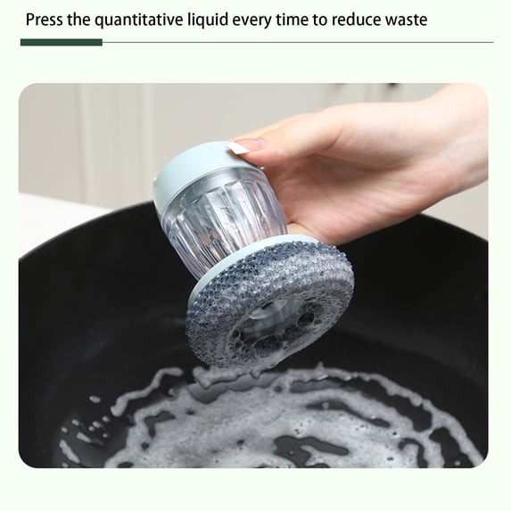 Soap Dispenser Brush, Dish Scrubber, Palm Grip Kitchen Cleaning Tool for Pots Pans Sinks, 1-Pack