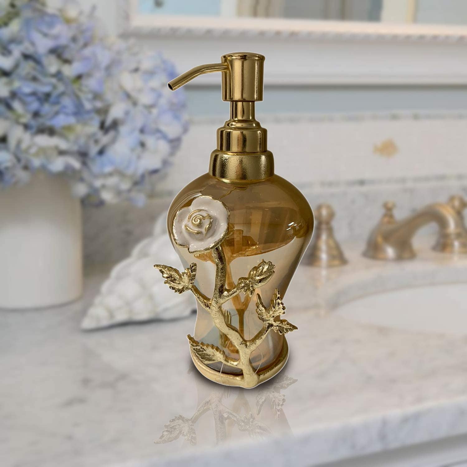 Soap Dispenser Decorative Vintage Gold Design with Black Chrome Rust