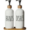 thumbnail image 1 of Soap Dispenser,Dish Soap Dispenser for Kitchen Sink.Glass Hand Soap Dispenser, Modern Farmhouse Decor Dish Soap Dispenser for Bathroom,Kitchen Sink Decor (White Set), 1 of 5