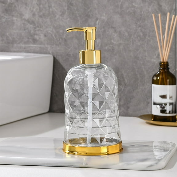 Soap Dispenser with Gold Pump, Bathroom Soap Dispenser, 450ml Hand Foam Lotion Dispenser, Refillable Liquid Soap Bottle for Kitchen, Hand Sanitizer, Lotion