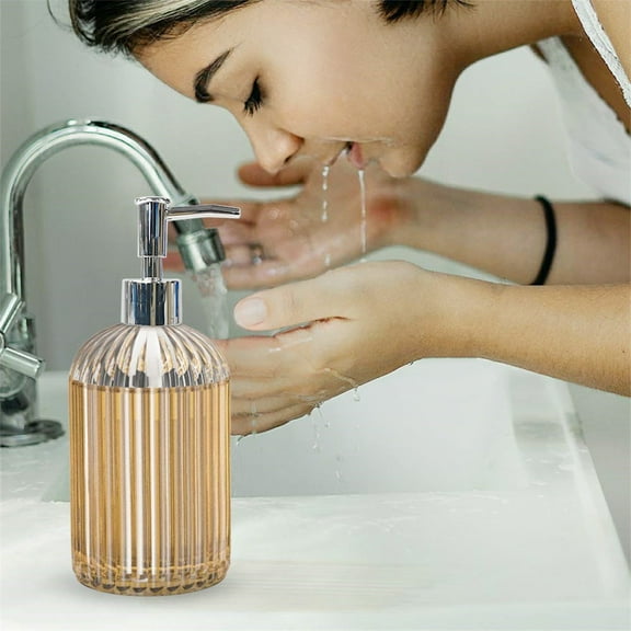 Soap Dispenser Hand Soap Dispenser Glass Soap Dispenser with Pump Soap Dispenser for Kitchen Sink Soap Dispenser Bathroom Pump Bottle Dispenser Large 18oz Manual Soap Dispenser Clear Glass Bottle