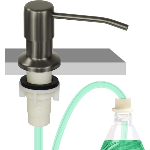 Soap Dispenser for Kitchen Sink, Built in Sink Soap Dispenser, Countertop Soap Dispenser Pump with 47" Extension Tube kit, No Need to Fill Little Bottle Again, Gray