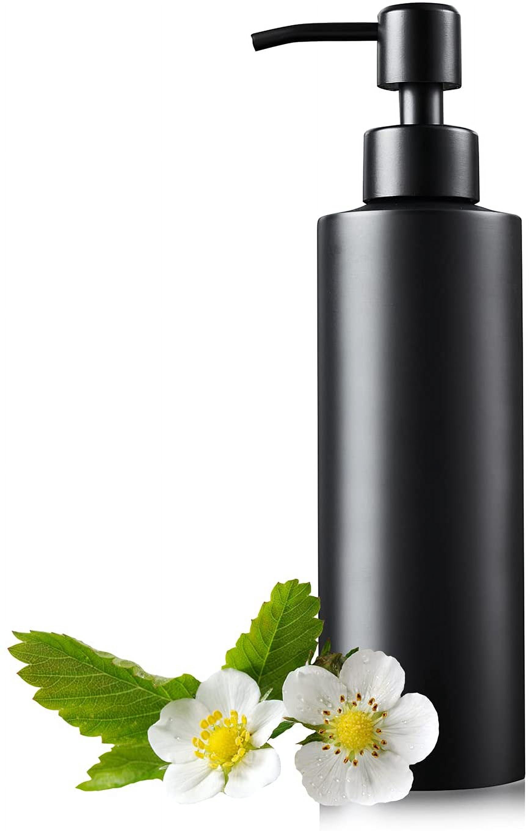 Soap Dispenser, Matte Black with Funnel and Non-Slip Coaster 304 Stainless Steel Metal Pump Hand Sanitizer Bottle for Bathroom, Kitchen (12oz/350ml)