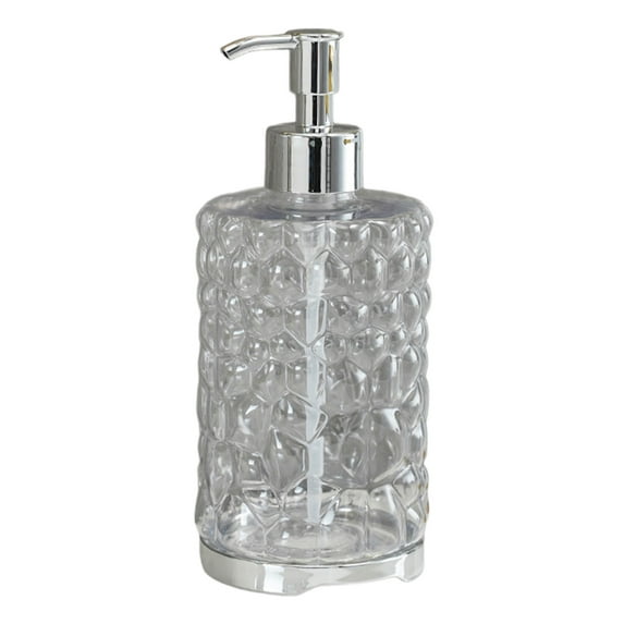 Soap Dispenser with Plastic Pump, Refillable Kitchen Countertop Liquid Hand Soap Dispensers, Crystal Bathroom Lotion Bottle for Dispenser Dish Soap, 14oz