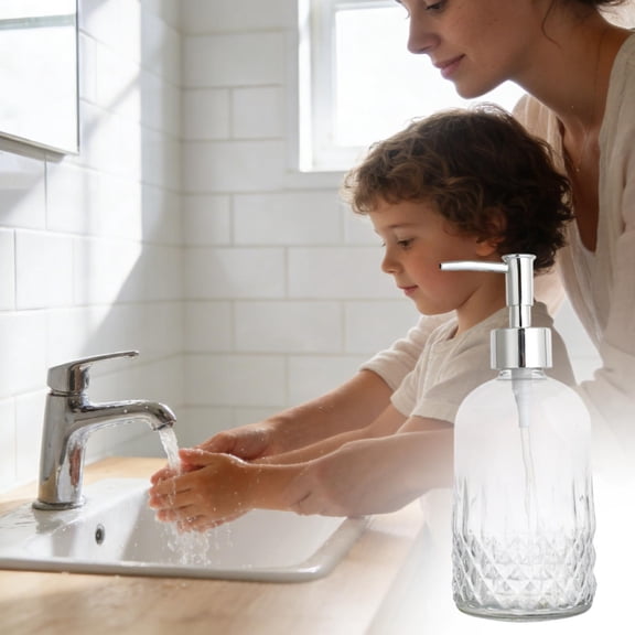 Soap Dispenser Refillable Glass Soap Dispenser with Rust Proof Stainless Steel Pump, for Dispense Hand soap, Body wash, Lotion