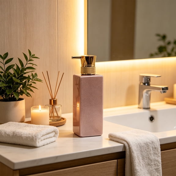 Soap Dispenser Refillable Pump Bottle Leak Proof Easy Press Multi Use Liquid Soap Lotion Shampoo Container Countertop Organizer, Convenient Storage for Bathroom Kitchen Office