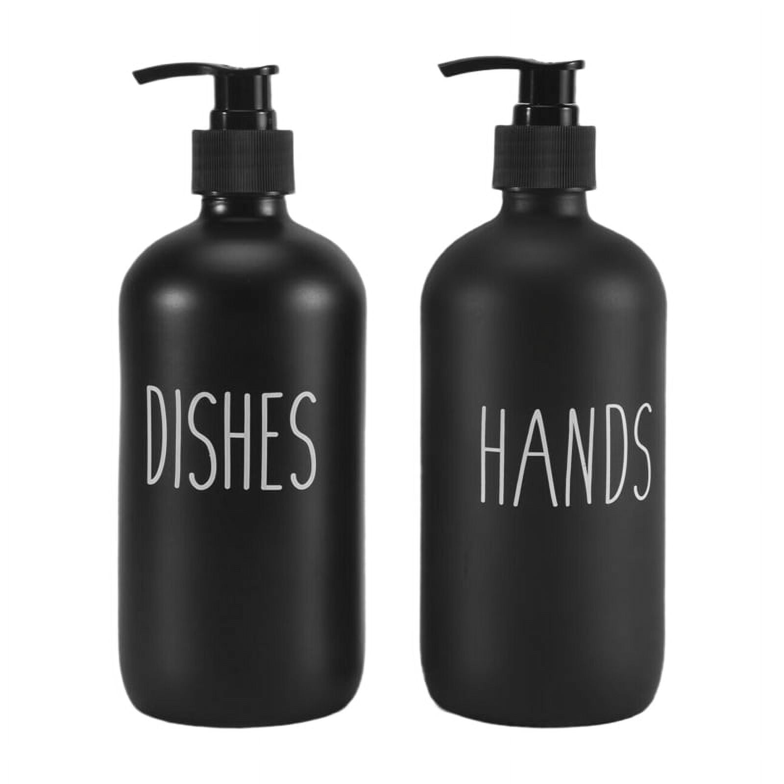 Soap Dispenser Set 2 Pack,Contains Dish and 16 Oz Glass with Pump (Black) - Walmart.com