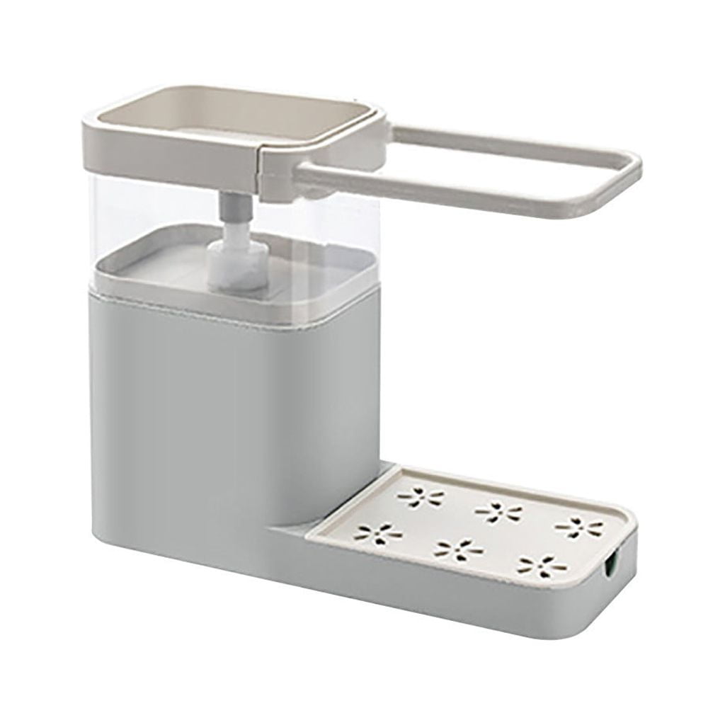 Soap Dispenser with Sponge Holder, Dish Soap Dispenser and Caddy Set 3