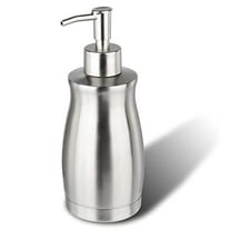 Soap Dispenser Stainless Steel - Brushed Nickel Pump Dispenser Bottle Refillable Liquid Hand Dish Soap Dispenser for Bathroom,Kitchen,Countertop,Silver (13.5 Oz / 400ML)