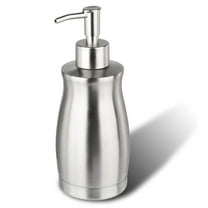 Soap Dispenser Stainless Steel - Brushed Nickel Pump Dispenser Bottle Refillable Liquid Hand Dish Soap Dispenser for Bathroom, Kitchen, Countertop, Sliver (13.5 Oz / 400ML)