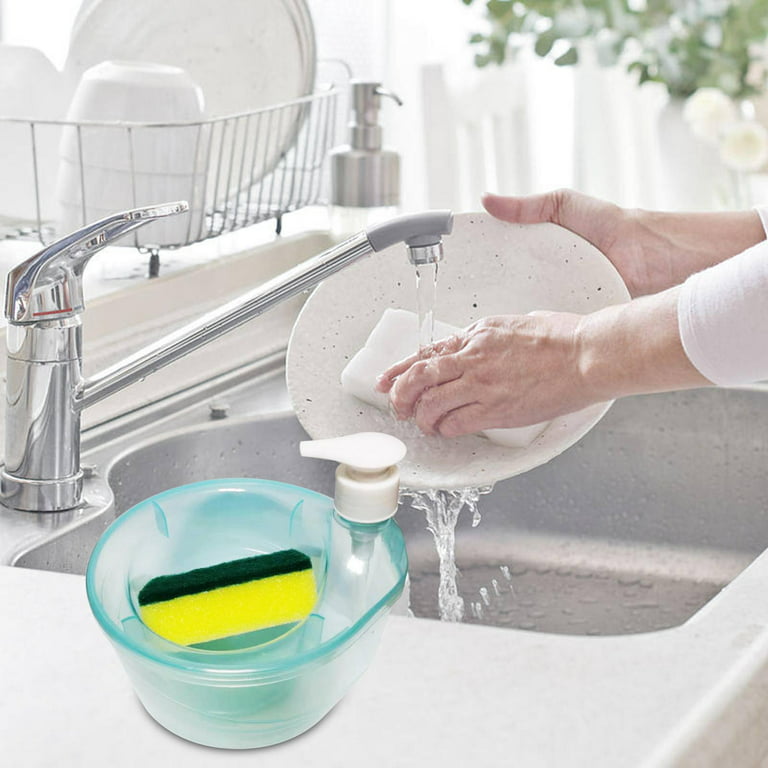 Soap Dispenser and Scrubber Holder Kitchen Cleaning Dispenser for Home  Dorms Round Shape
