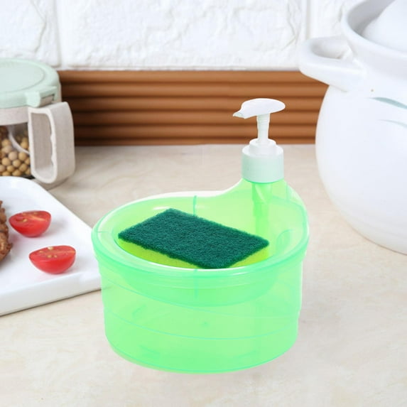 Soap Dispenser and Scrubber Holder Kitchen Soap Dispenser for Kitchen Hotel Green