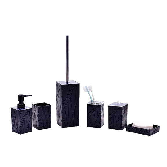Soap Dispenser for Bathroom 6-Piece Accessory Set with Toothbrush, Tumbler, Toilet Brush, Tampon Case and Soap Bar