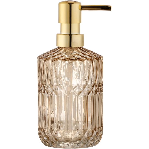 Soap Dispenser with Pump, Refillable Liquid Hand Dish Dispensers for Bathroom Counter, Kitchen Sink (Amber)