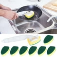 thumbnail image 1 of Soap Dispensing Brush Wand with Refill Sponge Detachable Head Scrubber Pot Sink Tableware Kitchen Cleaning Tool Inject Detergent Easy Wash Stainless Steel Copper Aluminum, 1 of 5