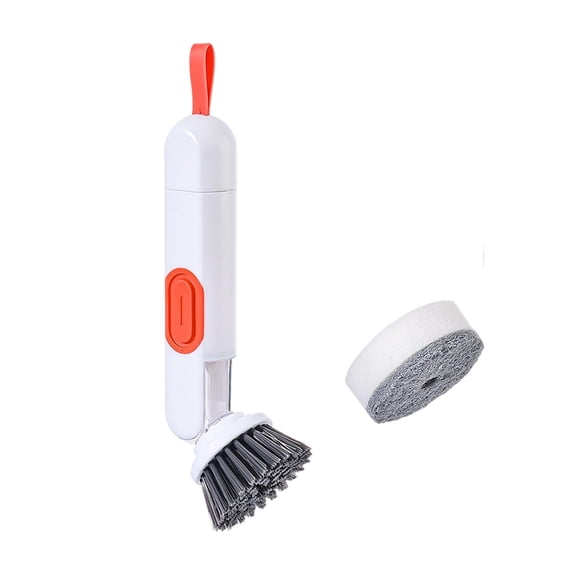 Soap Dispensing Dish Brush Detachable Scrub For Kitchen Long Handle Design With Refillable Feature Multipurpose Cleaning Solution Daily Dishwashing For Home Stainless Steel Scouring Pad Holder for