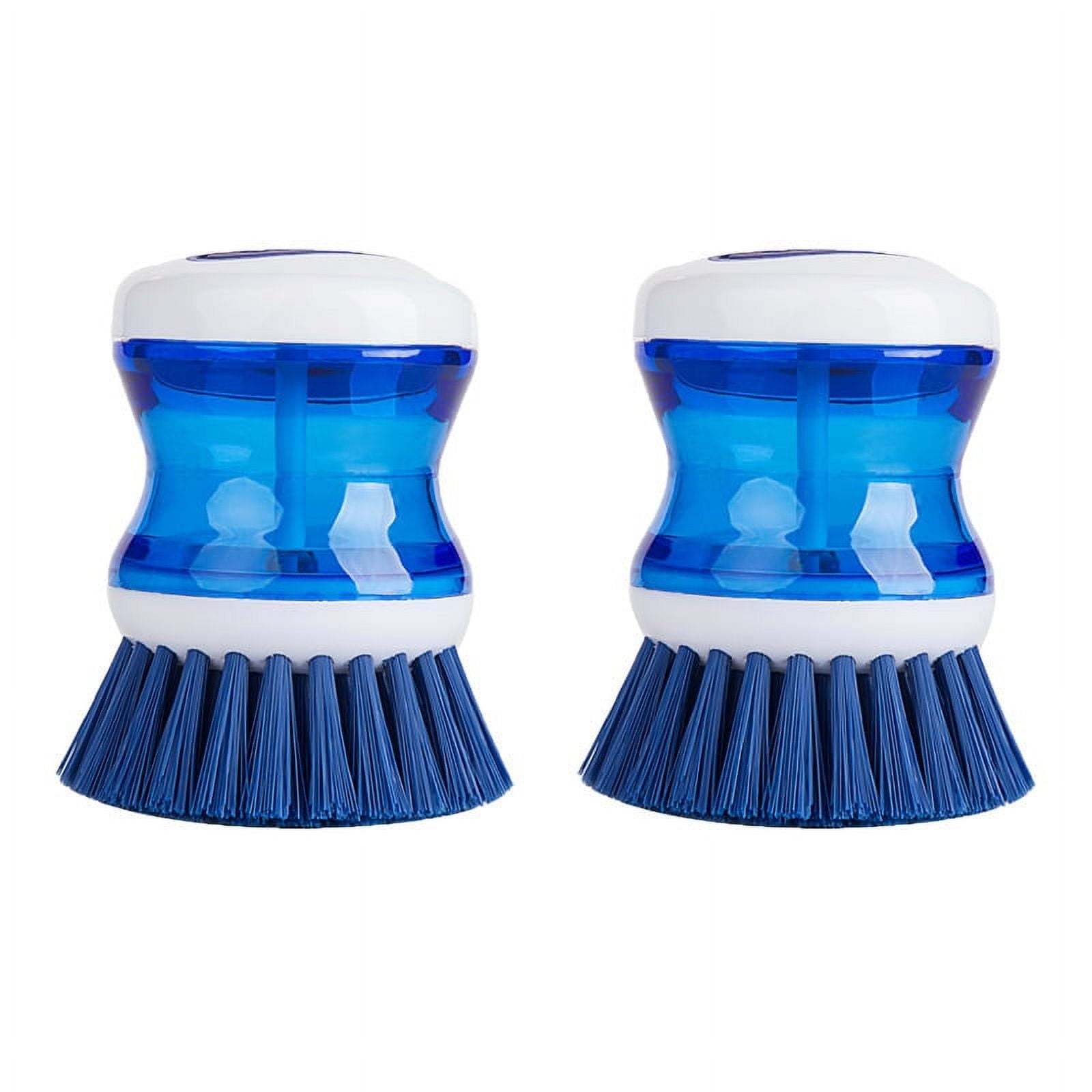 Soap Dispensing Palm Brush, Kitchen Brush for Dish Pot Pan Sink Cleaning, Pack of 2