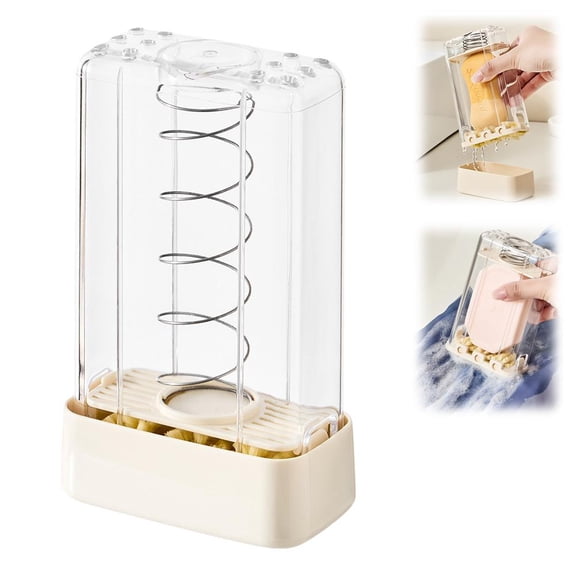 Soap Foaming Case, Drain Storage Container, Drain Container with Roller Brush, Spring-Loaded Soap Bar Case,for Bathroom Kitchen Shower