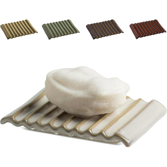 Soap Holder, Ceramic Bar Soap Dishes Soap Saver for Bathroom, Shower, Sink, Kitchen, Countertop, Bath Tub, Keep Soap Bars Dry, White