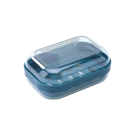 Soap Holder Drain Rack, Bathroom Organizer,Tilt Design Drying Storage for Shower Sink,Soap Box for Home Use with Lid Double Layer Draining Soap Dish for Bathroom and Toilet(Blue,)