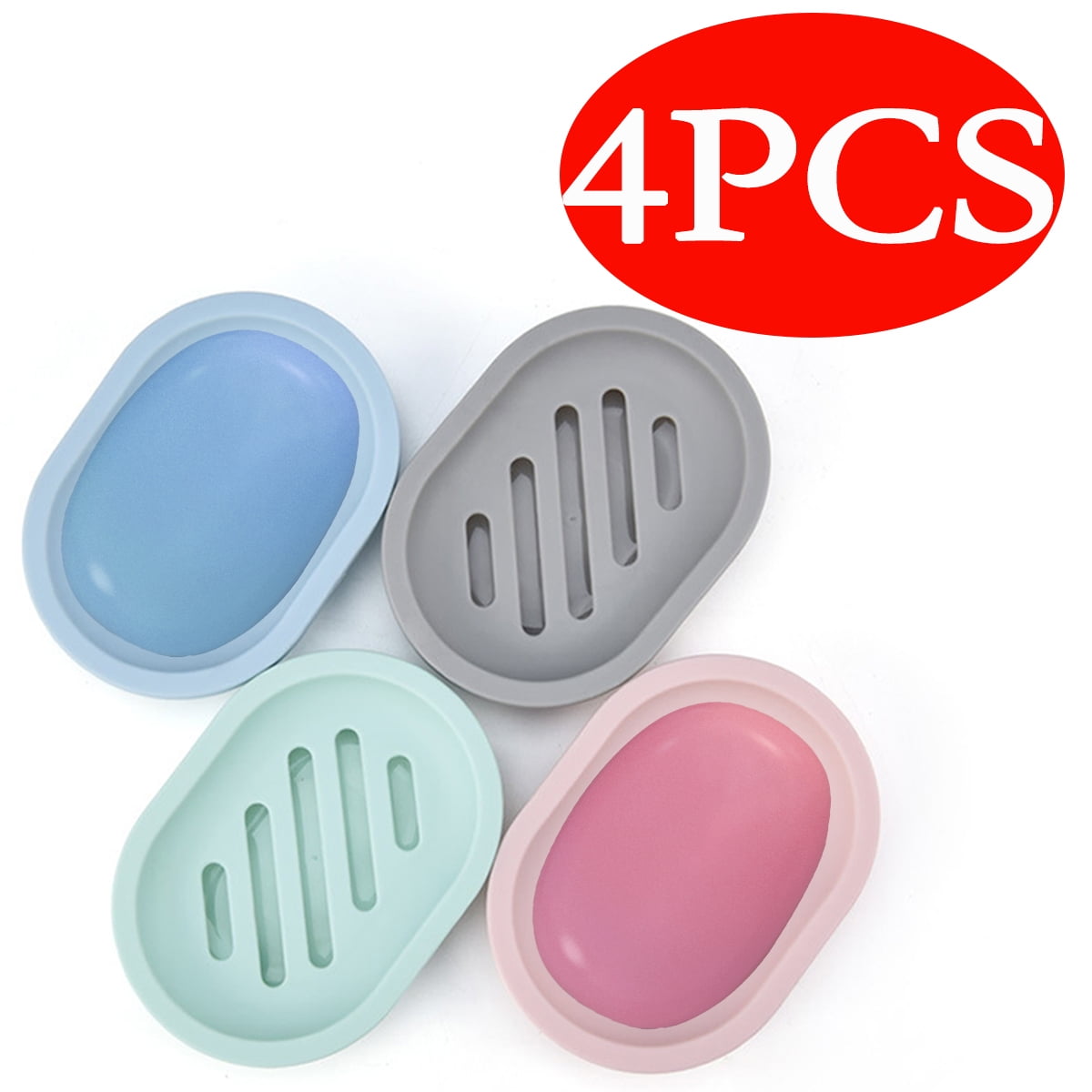6pcs Bathroom Soap Dishes Dish Silicone Rubber Soap Holder With Dra