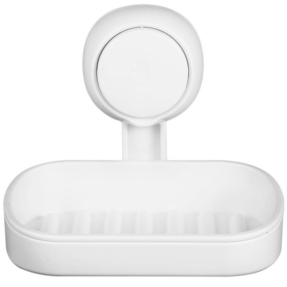 Soap Holder Rack for Shower Bathroom Dish Kitchen Tray Suction Cup Draining Abs White Wall-mounted