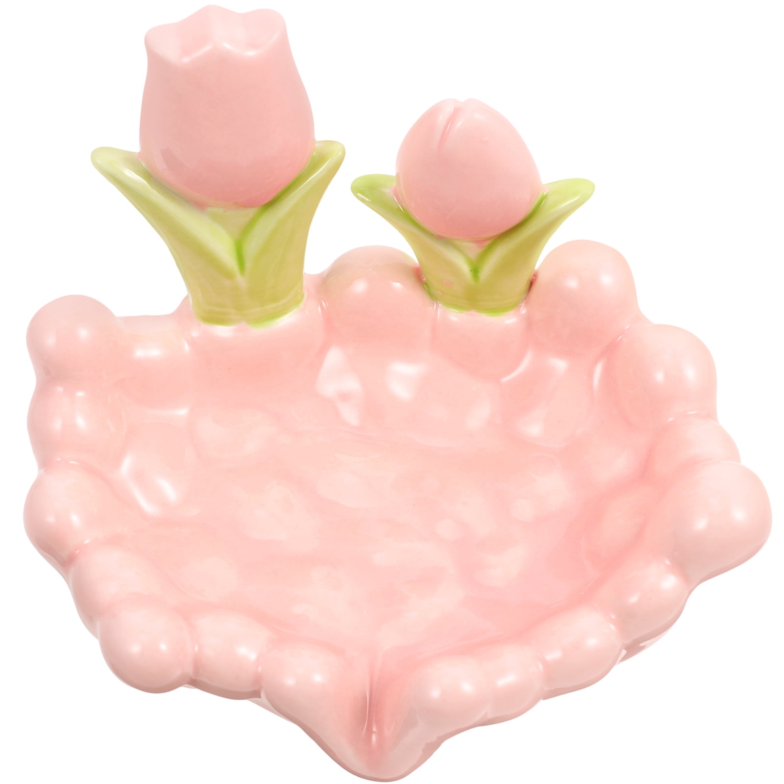 Soap Holder Scrubber Tray Flowers Decoration Self Draining Bathroom