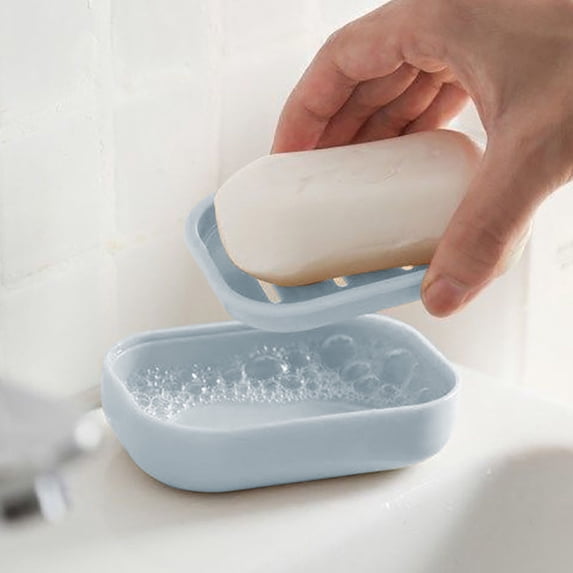 Soap Holder, Soap Dish, Portable Soap Tray with Drainage, Compact Plastic for Bathroom Kitchen Travel, 1 Count