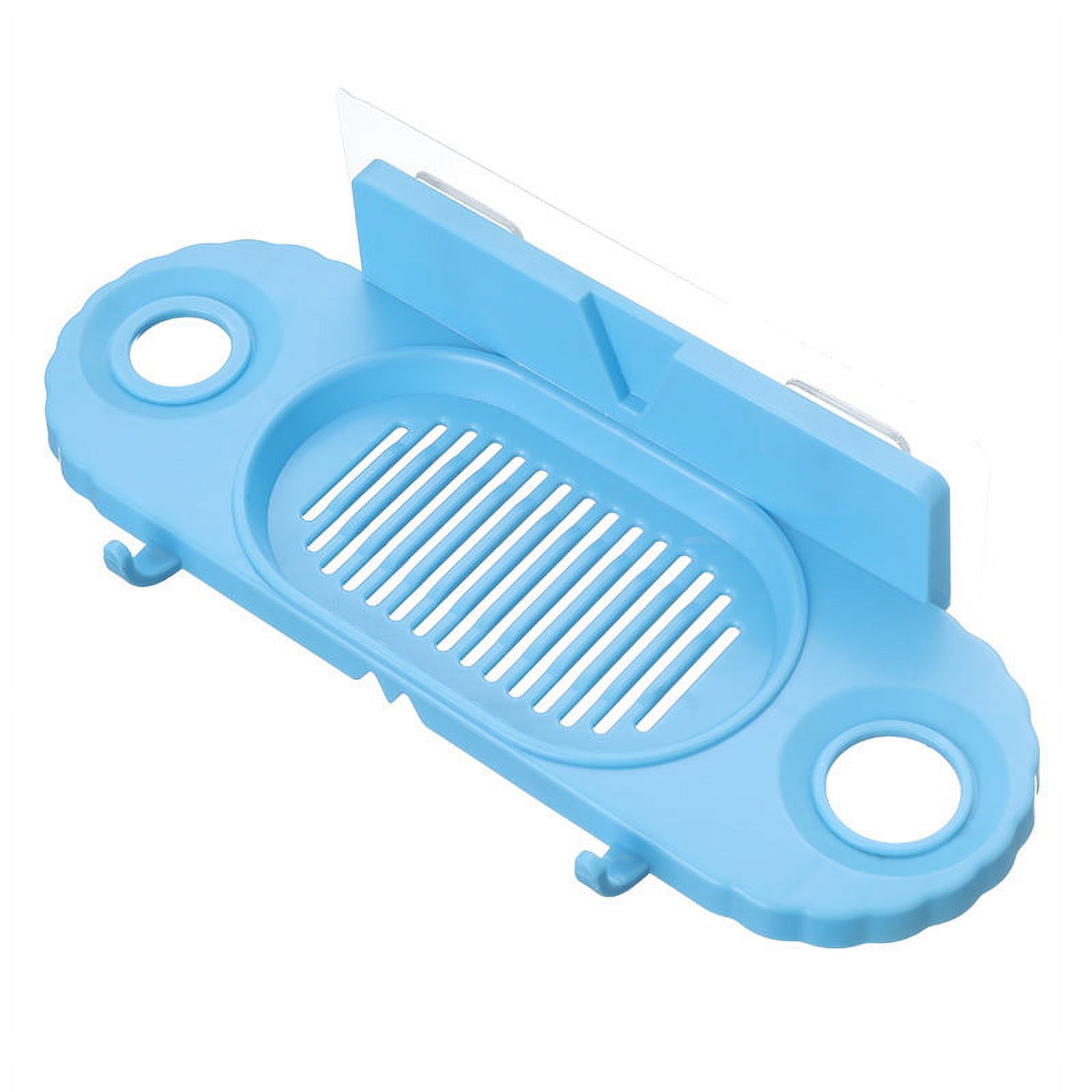 Soap Holder Wall Mount Multifunctional Tray Shower Dish with 2 Hooks Drainage Holes for Bathroom