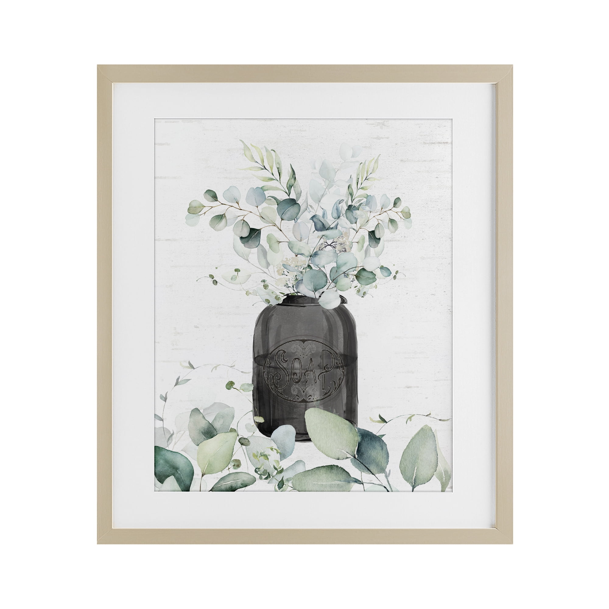Soap Jar & Eucalyptus Birch Framed Print Under Glass, design by Lettered and Lined